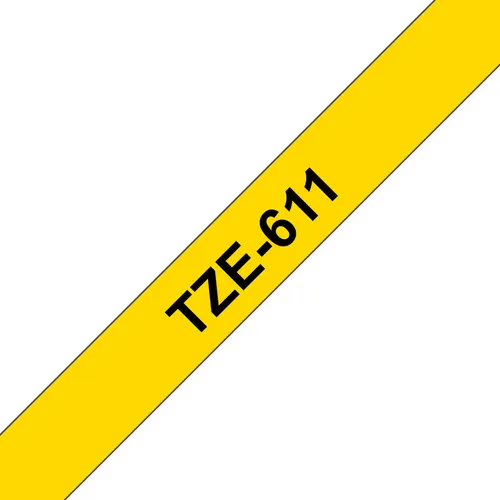 Brother TZE-611 taśmy do etykietowania Czarny na żółtym