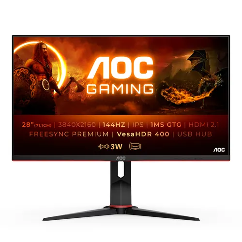 AOC G2 U28G2XU2/BK monitor komputerowy 71,1 cm (28") 3840 x 2160 px 4K Ultra HD LED Czarny, Czerwony