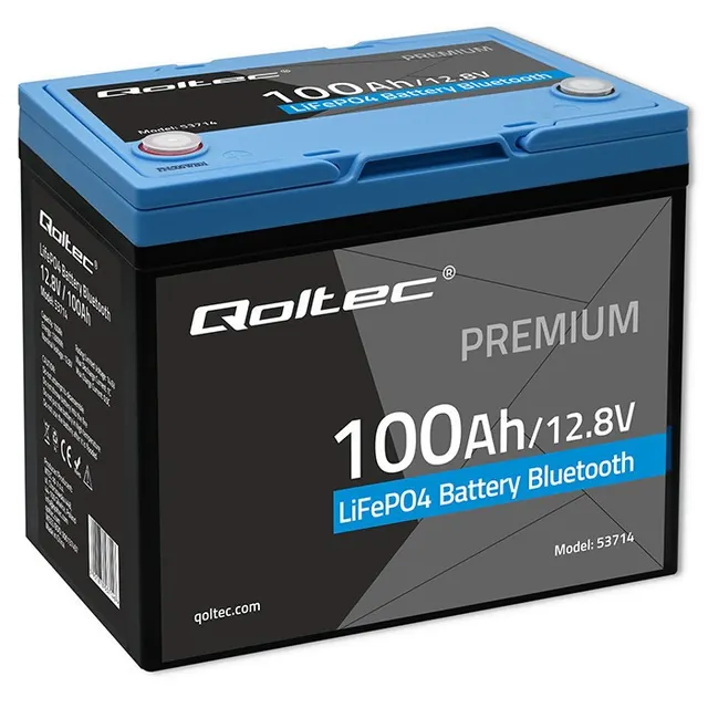 Akumulator LiFePO4 Qoltec Litowo-Żelazowo-Fosforanowy, 12.8V, 100Ah, 1280Wh, Bluetooth, BMS