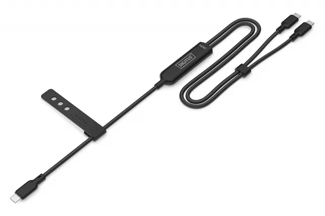 Kabel zasilający DIGITUS 2 w 1 USB-C - 2x USB-C, USB 2.0 140W PD 3.1, nylonowy, 1,8m czarny