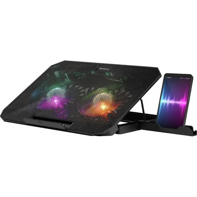 Podstawka chłodząca Defender NS-510 laptop notebook 15.6" 2xUSB 2 fans podświetlenie RGB + uchwyt smartfon