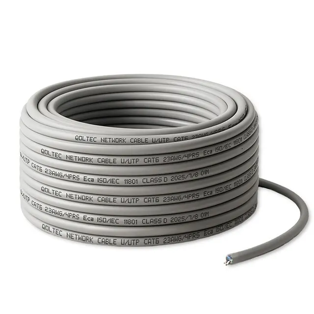 Kabel sieciowy Qoltec Patchcord skrętka UTP, Miedziany Cu, CAT6, High speed 1Gb/s, LAN, 25m, Szary