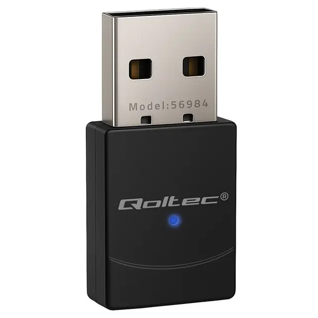 Adapter Wi-Fi Qoltec Bezprzewodowy, Standard AX, Bluetooth 5.4, USB, 900Mbps