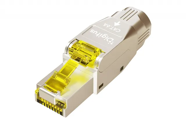 Wtyk RJ45 DIGITUS kat.6A, PoE++, 10GbE, ekranowany, metalowy, beznarzędziowy, AWG 27-22,linka/drut