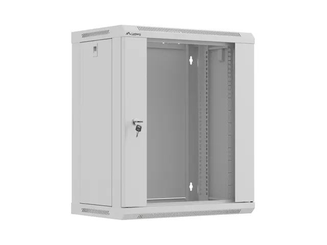 Szafa instalacyjna Rack wisząca 19" 12U 540x350 szara Drzwi przeszklone Lanberg (flat pack)