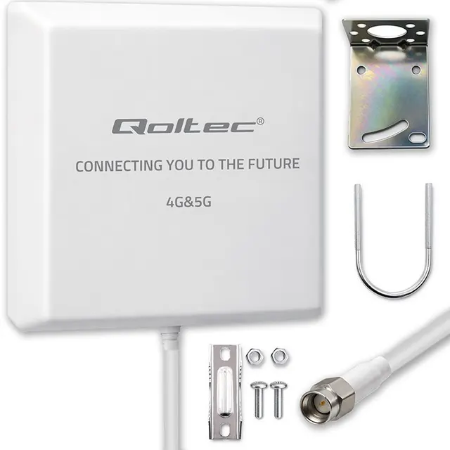 Antena 4G 5G LTE Qoltec 9dBi, kierunkowa, zewnętrzna, SMA, wodoodporna, 3m