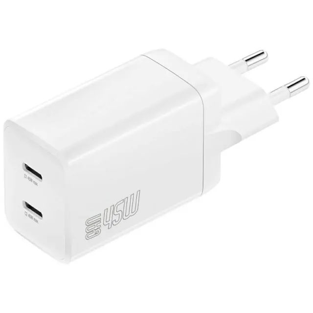 Ładowarka sieciowa PDPlug Dual 45W 2xUSB-C Biała