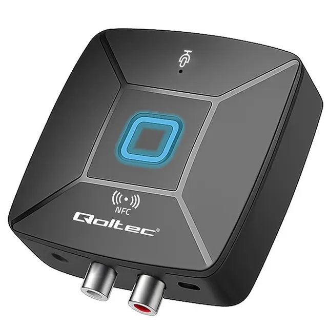 Transmiter Qoltec bezprzewodowy odbiornik Audio HiFi Home&Car, Bluetooth 6.0, NFC, 2 X RCA, 1 x AUX MiniJack 3.5mm, Mikrofon