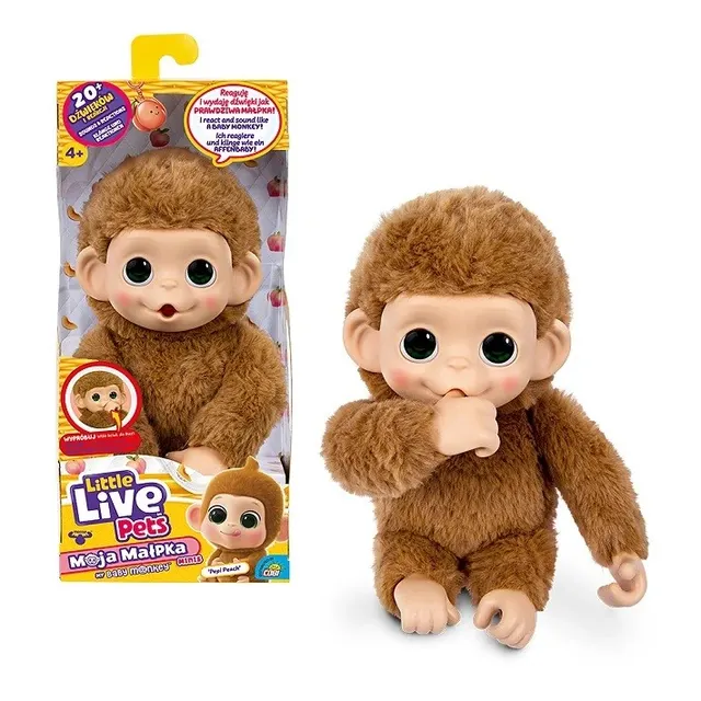 Maskotka interaktywna Little Live Pets - Mini Małpka Pepi Peach