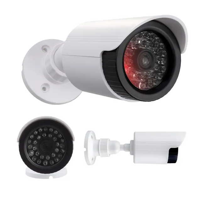 Atrapa kamery tubowej Maclean IR1800 W, diody IR LED, biała, zasilanie 2xAA (brak w zestawie), ABS