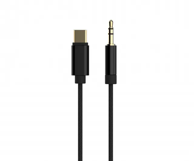 Kabel USB typu C do stereo 3.5 mm AUX, 1.5 m, czarny