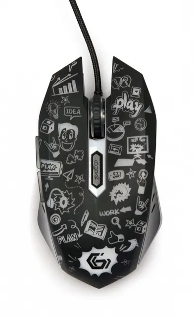 Mysz optyczna LED, 6-przyciskowa, USB, czarna