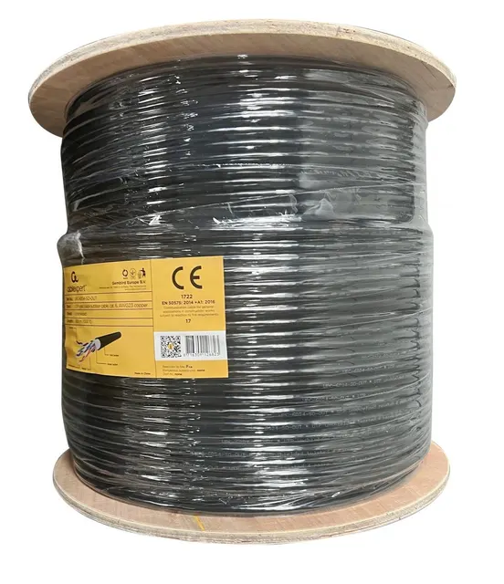 Kabel sieciowy LAN UTP, kat. 6, drut, 305m, zewnętrzny, czarny