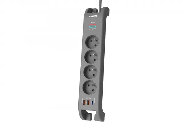 Listwa antyprzepięciowa 2m, 4 gniazda, 1xUSB-C, 2xUSB-A,PD 20W / QC 18W, 2400 J ochrony przeciwprzepięciowej