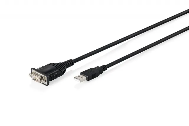 Kabel adapter DIGITUS USB 2.0 do RS232 (DB9), Chipset FTDI (FT232RNL), PVC, czarny, Mocowanie w tulejkach 1.8m