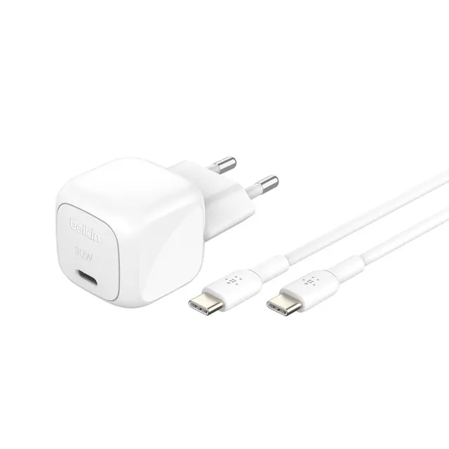 Ładowarka 30W PD PPS USB-C biała + kabel USB-C