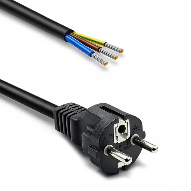 Kabel zasilający SCHUKO CEE 7/7 (E/F), miedź Cu, odizolowany lutowany, 3x1.5mm2, 1.8m