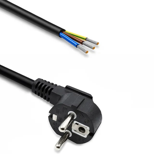 Kabel zasilający, wtyczka kątowa SCHUKO CEE 7/7 (E/F), miedź Cu, odizolowany lutowany, 3x1.0mm2, 1.8m
