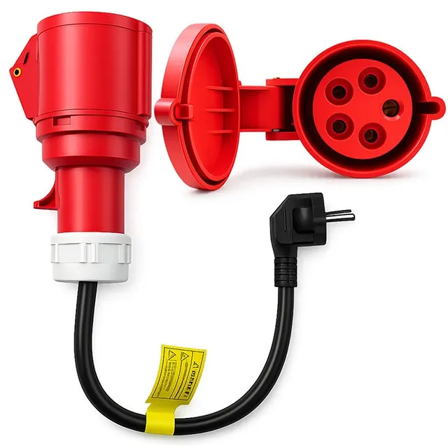 Adapter siłowy do ładowarek EV, gniazdo CEE 32A 5P 400V na SCHUKO 230V, max 16A, 3.5kW