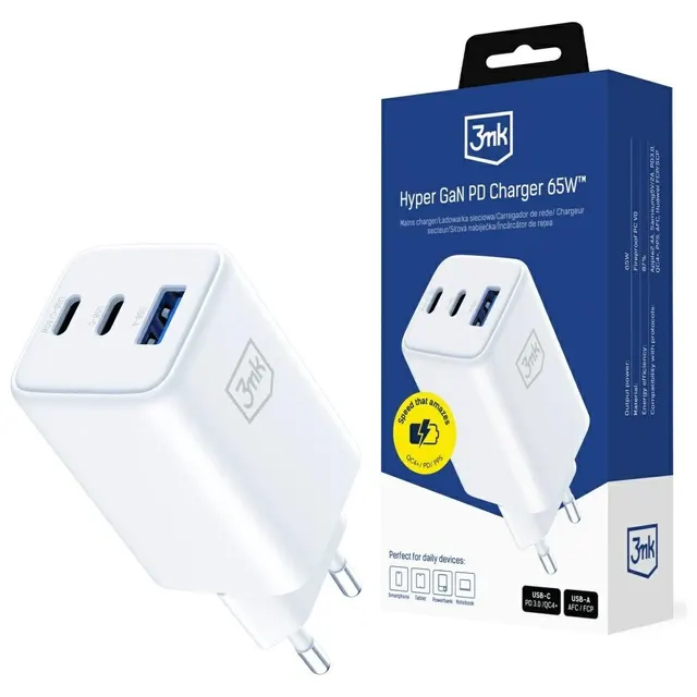 Ładowarka sieciowa 3mk Hyper GaN PD Charger 65W USB-C USB-A