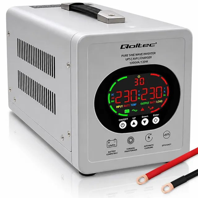 Zasilacz awaryjny UPS Qoltec 1000VA/720W, Przetwornica 12/230V z AVR