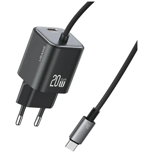 Ładowarka sieciowa JC Series CC261 20W GaN Fast Charger wbudowanykabel USB-C czarna
