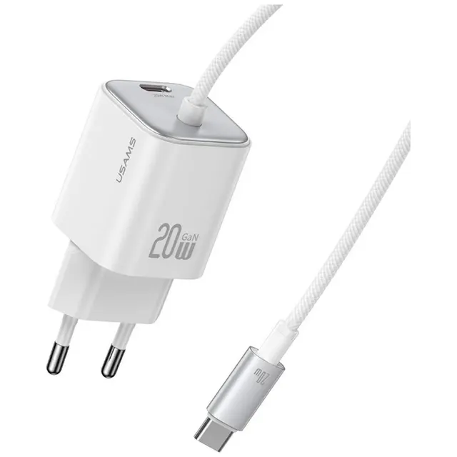 Ładowarka sieciowa JC Series CC261 20W GaN Fast Charger wbudowanykabel USB-C biały