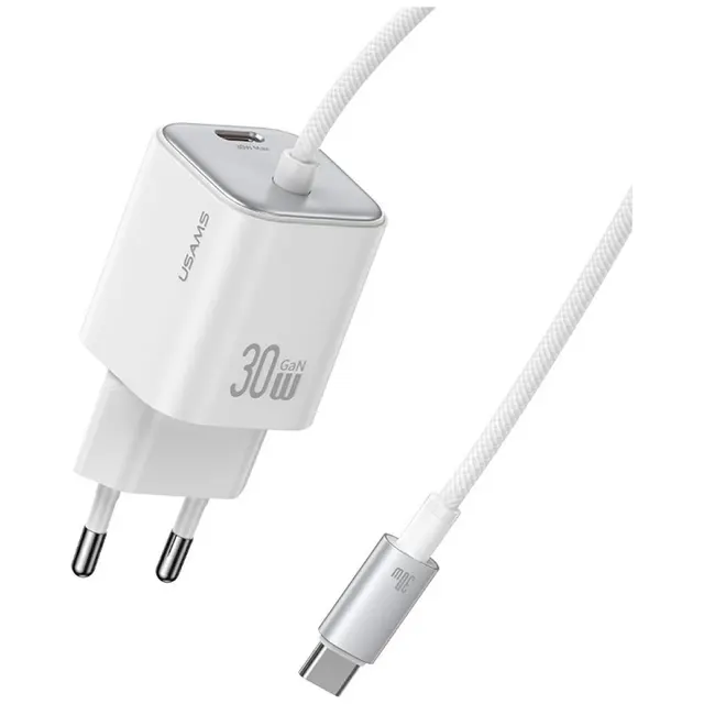 Ładowarka sieciowa JC Series CC264 30W GaN Fast Charge wbudowany kabel USB-C biała