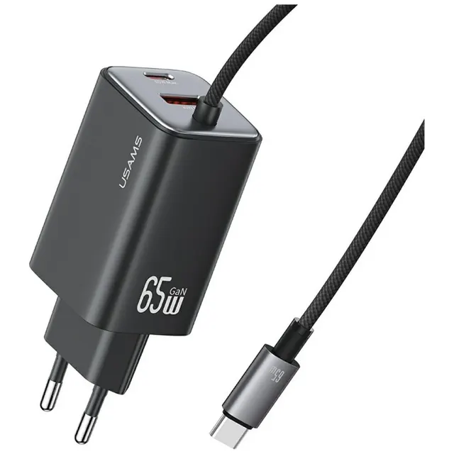 Ładowarka sieciowa JC Series CC266 65W GaN Fast Charger wbudowanykabel USB-C czarny