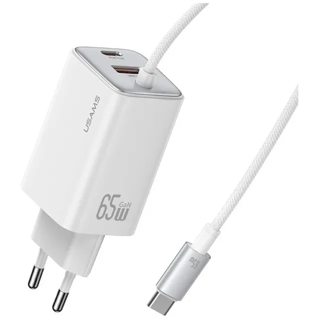 Ładowarka sieciowa JC Series CC266 65W GaN Fast Charger wbudowanykabel USB-C biała