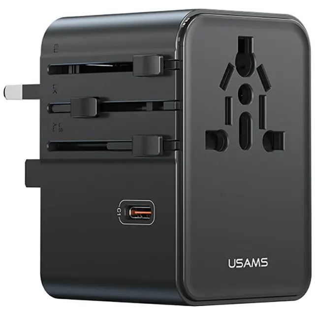 Ładowarka Travel Adapter 70W US/AU/EU/UK 3xUSB-C 4w1 czarny