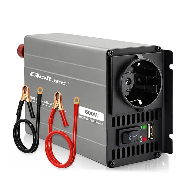 Przetwornica napięcia Qoltec MS Wave, 12V na 230V, 300/600W