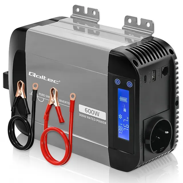 Przetwornica napięcia Qoltec Pure Sine Wave, 12V na 230V, 300/600W