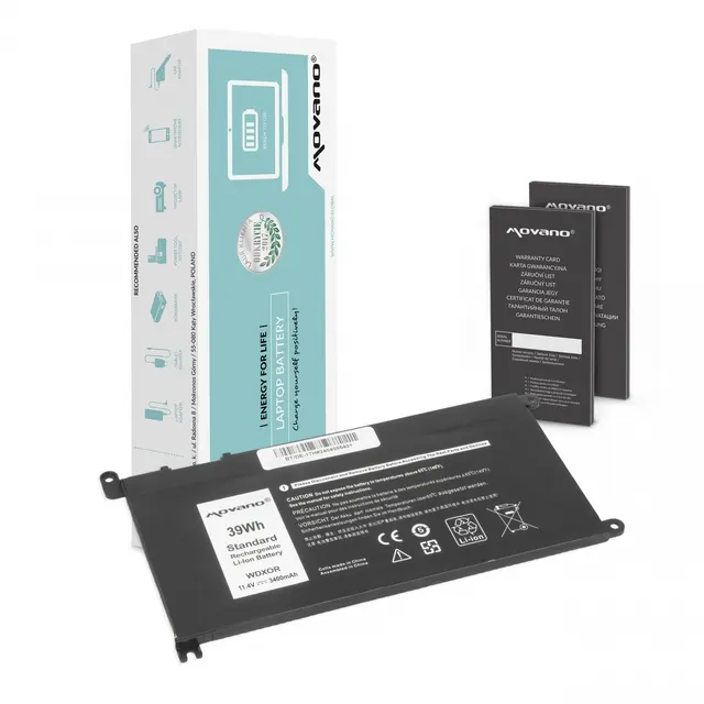 Bateria Movano do notebooka Dell Vostro WDX0R, P75F, P62F, P66F, T2JX4, 14 (5468), Inspiron 15 (5568) (11.4V) (3400 mAh)
