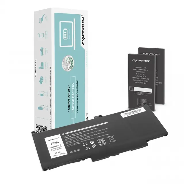 Bateria Movano do notebooka Dell Latitude 5300, 5310, 7300, 7400, MXV9V (7.4V-7.6V) (7200 mAh)