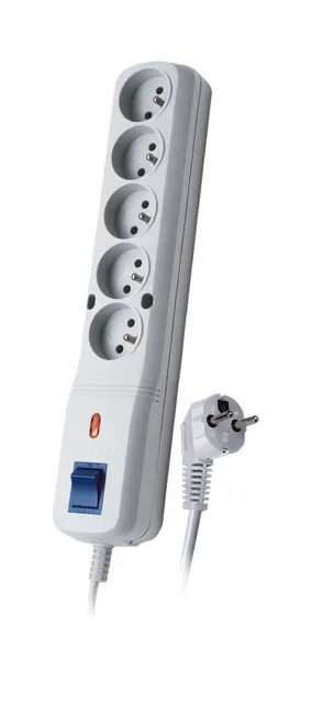 Listwa przeciwprzepięciowa LV-530W, 1L, 5,0m, szara