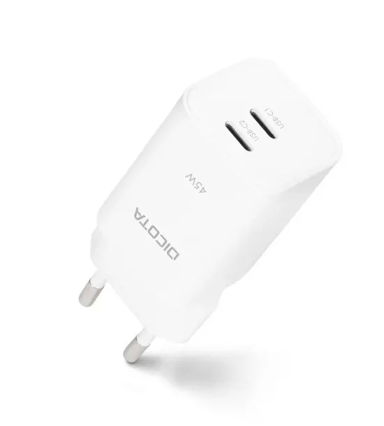 Ładowarka GaN 45W 2xUSB-C + kabel USB-C 1.5m biała