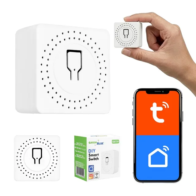 Przekaźnik WiFi dopuszkowy GreenBlue GB739, Android/iOS/Alexa/Google Home,100-240V AC, 50/60Hz, max.16A, dla LED 150W