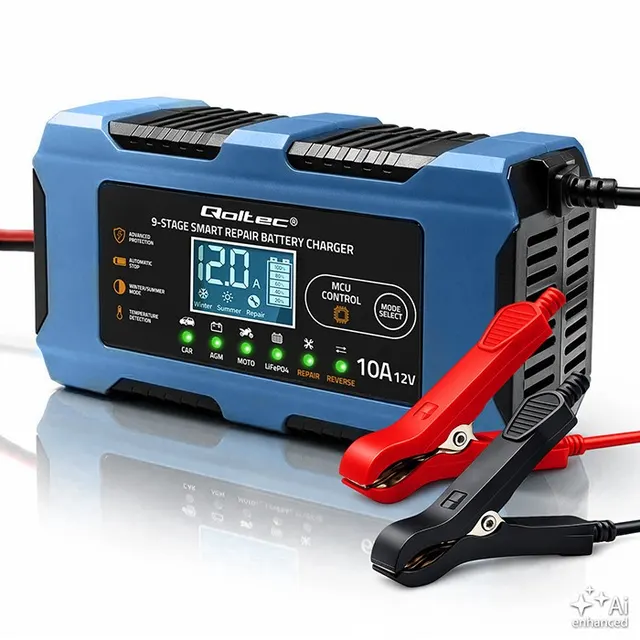 Ładowarka Qoltec 12V 10A, Prostownik, AGM GEL LiFePO4