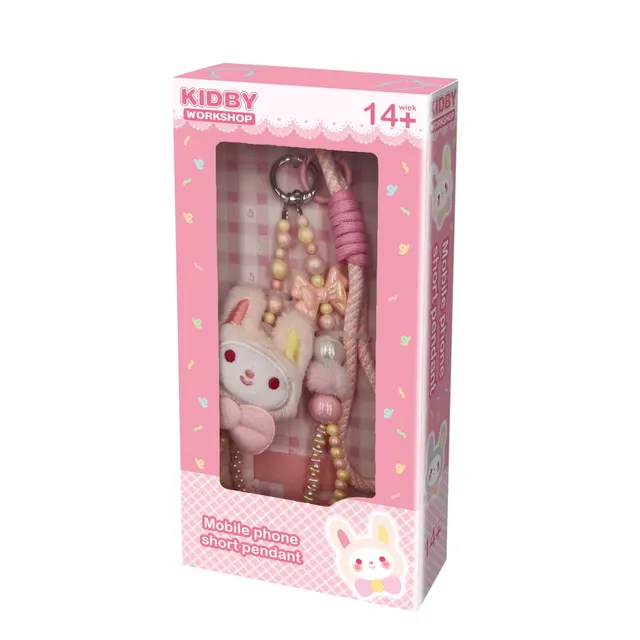 Brelok do telefonu Królik różowy pastel