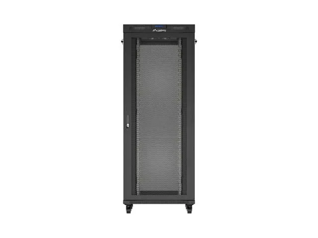 Szafa instalacyjna Rack stojąca 19" 42U 800x800 Drzwi perforowane czarna Lanberg LCD (flat pack)