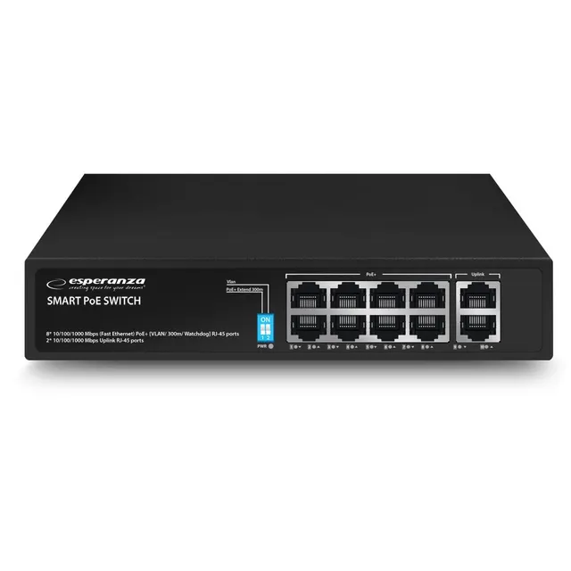 Switch niezarządzalny ESPERANZA 10 portowy POE 10/100/1000 120W MATRIX