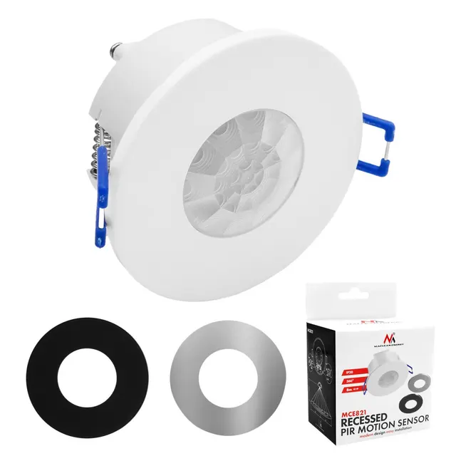 Czujnik ruchu PIR Maclean MCE821, do zabudowy, zasięg 8m, 600W/1200W, 220-240V AC, 50/60Hz
