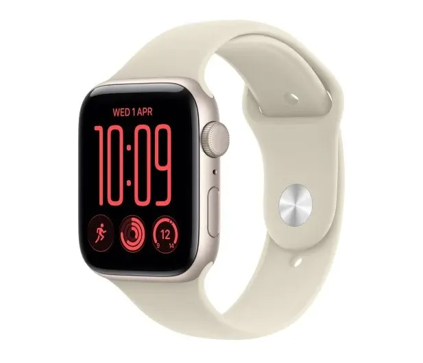 Smartwatch Watch SE 3 GPS, koperta 44mm z aluminium w kolorze księżycowej poświaty, pasek sportowy w kolorze piaskowym - rozmiar S/M