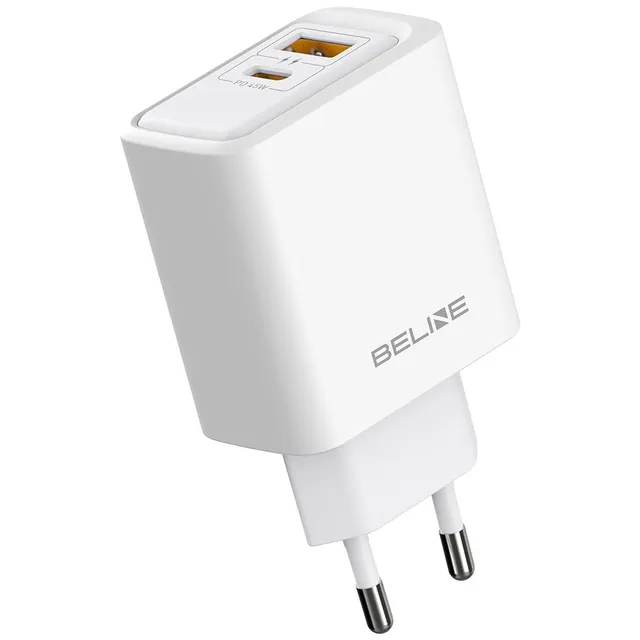 Ładowarka sieciowa Beline 45W 1xUSB-C + 1xUSB GaN PD 3.0 QC 3.0 bez kabla - biała
