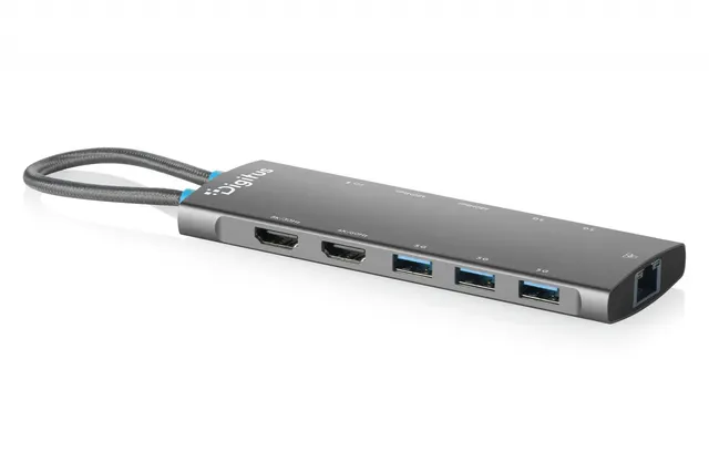 Stacja dokująca USB-C 11-portowa, HDMI 8K/30Hz + HDMI 4K/60Hz, 3x USB-A + 2x USB-C 3.2 Gen1, 2x USB-A 2.0, RJ45, Power Delivery 100W, MST/SST
