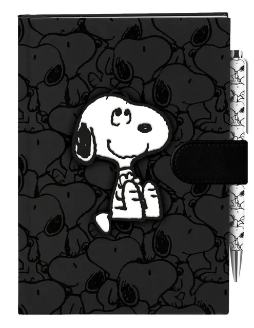 Notatnik Peanuts z welurową okładką i długopisem