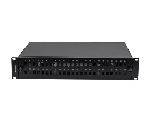 Przełącznica światłowodowa 48XSC Simplex / 48XLC Duplex Rack 19 cali 2U czarna + akcesoria