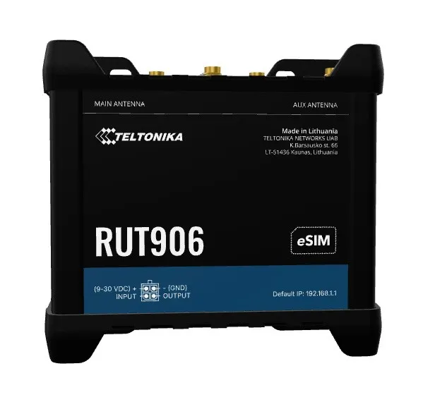 Router RUT906 4G LTE RS232/RS485, 4G LTE (Cat 4), 3G, 2G, DUAL SIM, RS232/RS485, GNSS, NTRIP
