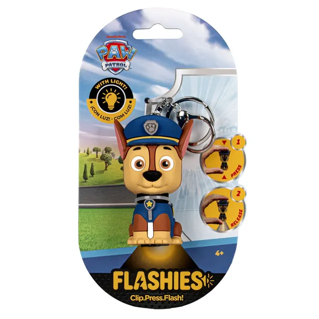 Brelok figurka 3D z latarką LED - Psi Patrol, Chase